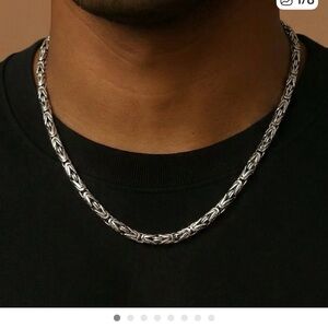 925 Sterling Silver Byzantine Chain Necklace - Silver
